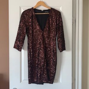 Express Dark Bronze Sequin Dress